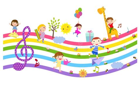 Happy children and music stock vector. Image of animal - 27552191