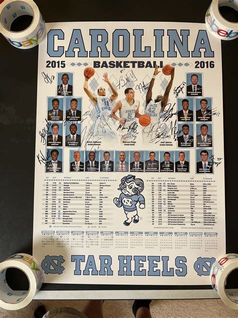 201516 University Of North Carolina Tarheels Basketball Schedule Poster Autod Free Download