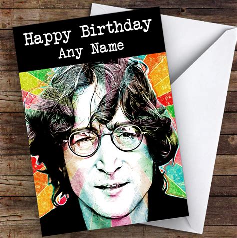 John Lennon Retro Celebrity Personalized Birthday Card Red Heart Print