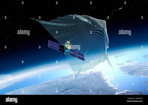 Space debris removal mission, illustration Stock Photo - Alamy