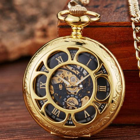 Wind Up Pocket Watches For Men No Steampunk Pocket Watch With Chains Necklace Skeleton Clock For