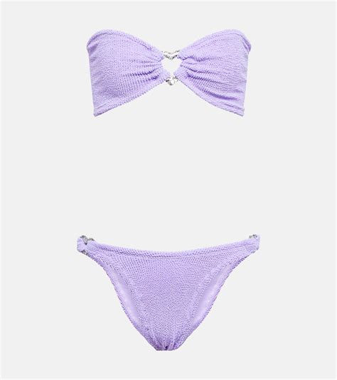 Hunza G Nicole Embellished Bikini In Purple Lyst