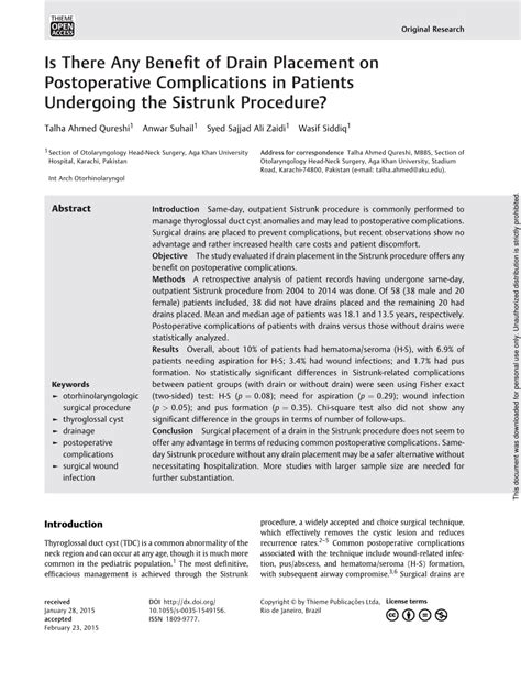 (PDF) Necessity of Drain Placement in Sistrunk Procedure