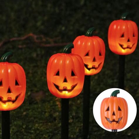 Nrmvnmi Pc Halloween Pumpkin Pathway Markers Lights Solar Powered