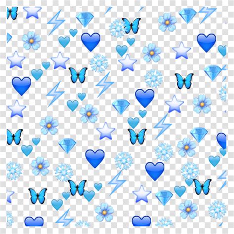 Blue Emoji Background Stars Hearts Aesthetic Aesthetic Emoji Hearts