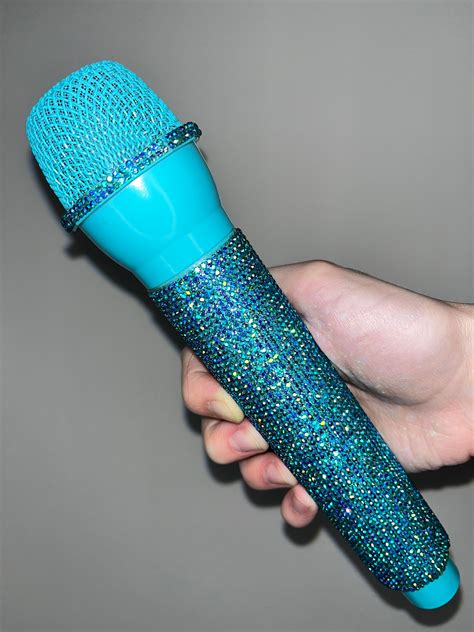 Iridescent Rhinestone Prop Microphones Concert Ab Holo Etsy