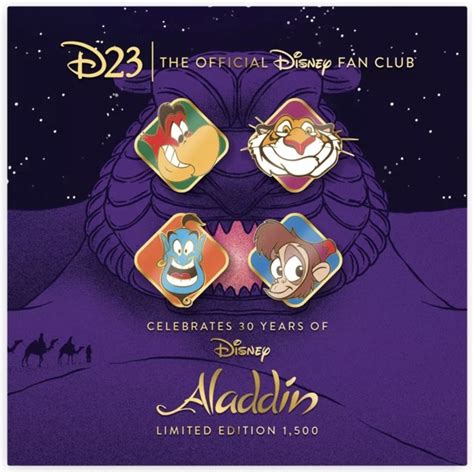 Aladdin 30th Anniversary D23 Gold Member Exclusive Disney Pin Set