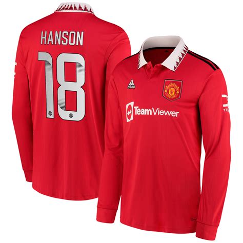 Manchester United Wsl Home Shirt 2022 23 Long Sleeve With Hanson 18