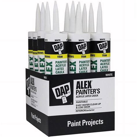 12 Pack Of 10 1 Oz Dap 18670 White Alex Painters Acrylic Latex Caulk