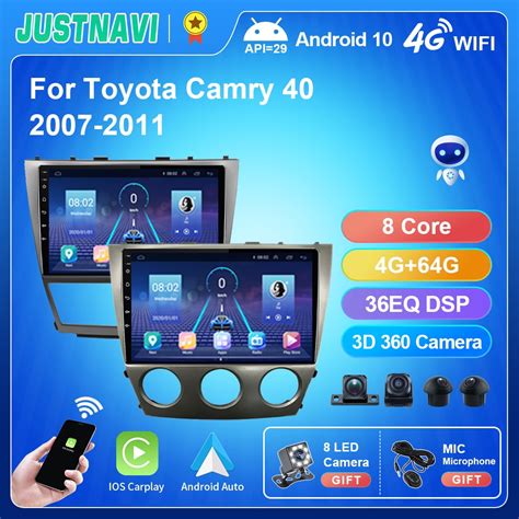 Justnavi para toyota camry 40 2006 2011 android 10 0 rádio do carro