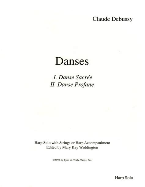 Harp Sheet Music Danses Sacree Et Profane By Debussy Cwaddington