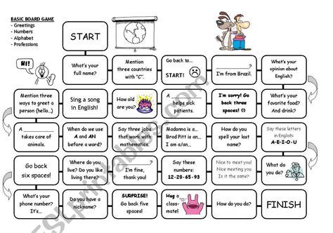 Introductions Board Game Esl Worksheet By Mfzmoura