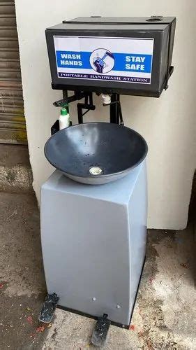 Frp Grey Portable Foot Operated Hand Wash Basin Station For Everywhere