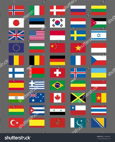 Flags Icons Flat Style Simple Flags Stock Vector (Royalty Free ...