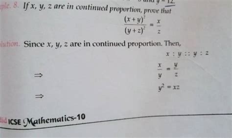 If Xyz Are In Continued Proportion Prove That Yz2xy2 Zx Lution