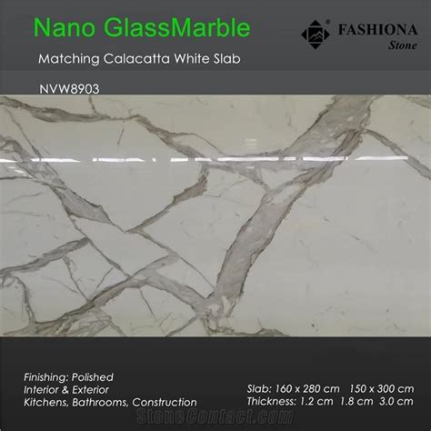 Book Match Nano Calacatta White Glass Marble Slabs Global Stone