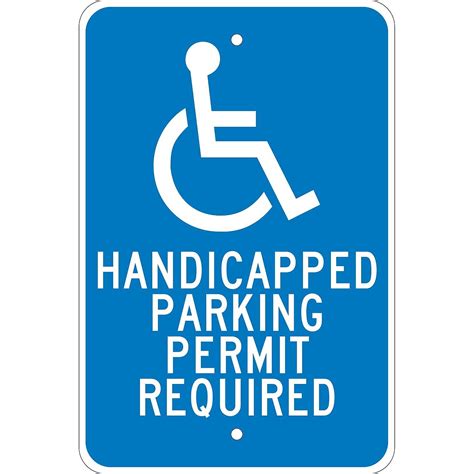 National Marker Reflective Handicapped Parking Permit Required Parking Sign 18 X 12 Aluminum