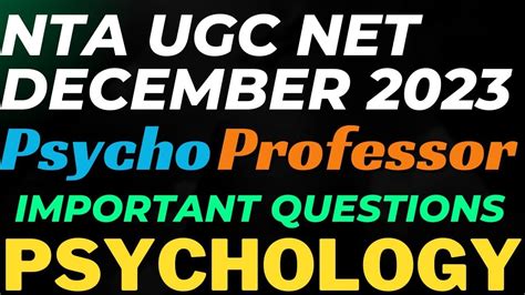 NTA UGC NET PSYCHOLOGY MOCK TEST NTA UGC NET DECEMBER 2023 UGC NET