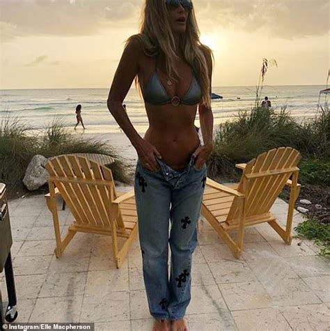Elle MacPherson Displays Her Incredible Frame In Tiny Metallic Bikini Daily Mail Online