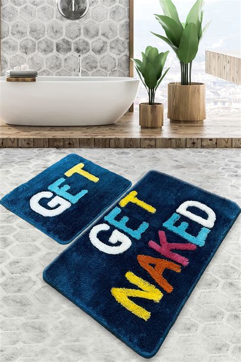 Get Naked Mavi 2 Li Set Banyo Halısı Akrilik Kaymaz Taban Paspas Klozet