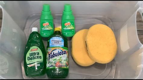 ASMR GREEN FABULOSO GAIN DISH SOAP SATISFYING SPONGE SQUEEZING