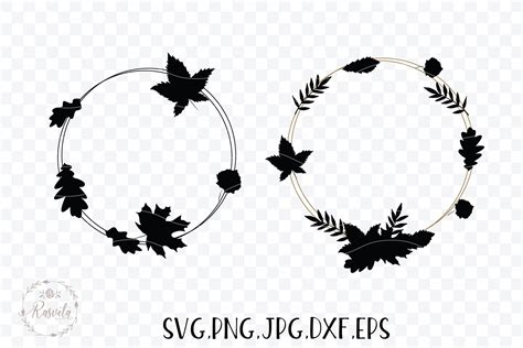 Silhouette Wreaths With Tree Leaves By Rasveta Thehungryjpeg