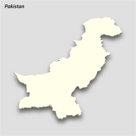 isometric map  pakistan isolated  shadow  vector art
