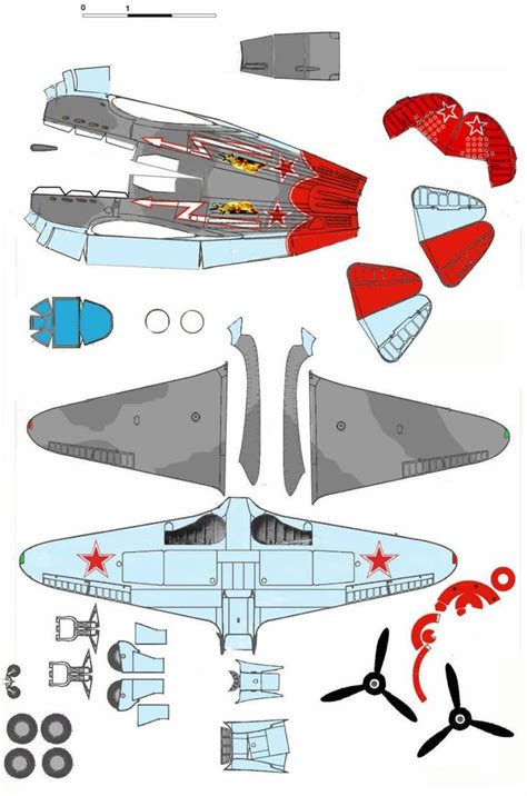 papercraft airplane model 3D WWII Soviet Yak 3 Avião de papel