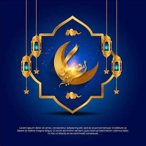 Eid Al Adha Mubarak Blauer Verlauf Islamischer D Goldener