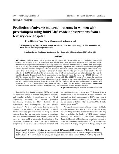 Pdf Prediction Of Adverse Maternal Outcome In Women With Preeclampsia