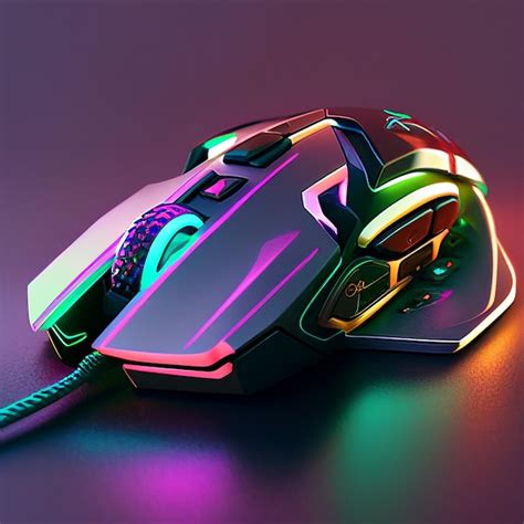 Premium Photo | 3D Render of realistic futuristic colorful gaming mouse
