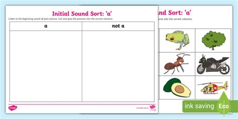 Initial Sound Sort A Cut And Glue Worksheets Twinkl