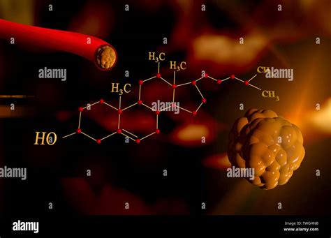 3D illustration of Graphic Cholesterol Molecular Structure Stock Photo ...