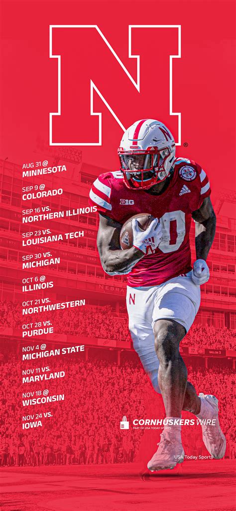 2023 Nebraska Cornhuskers Football Schedule: Smartphone Wallpaper