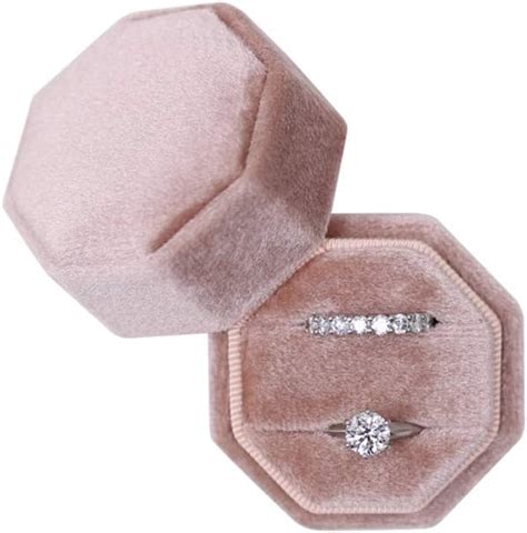 Amazon BLUTETE Velvet 2 Slots Jewelry Ring Box Engagement Wedding