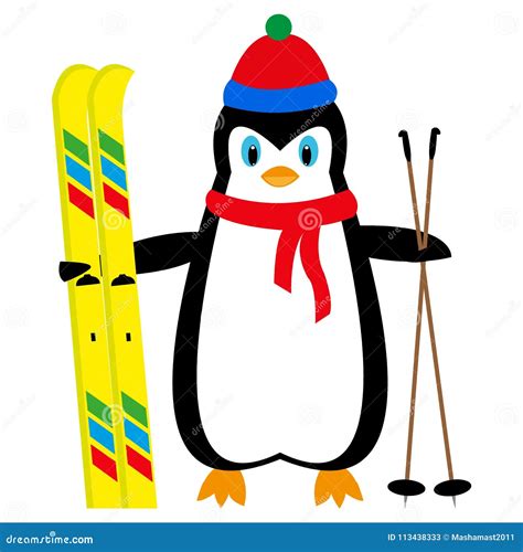 Cartoon Penguin Skier Stock Vector Illustration Of Sport 113438333