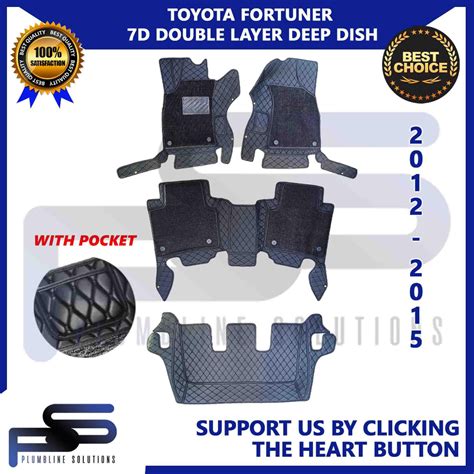 7D ROHS Double Layer Deep Dish Matting For Toyota Fortuner 2012 2015