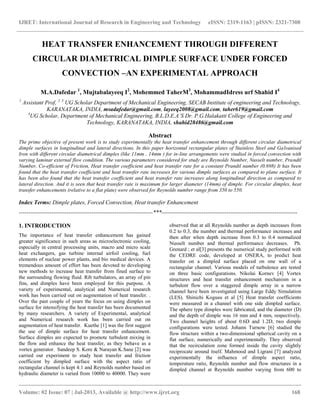 Heat Transfer Enhancement Through Different Circular Diametrical Dimple