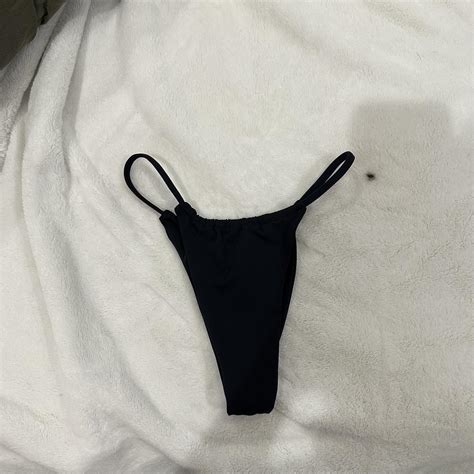Frankies Bikinis Black Thong Bikini Bottom Never Depop