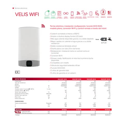 Termo Electrico L Velis Wifi Multiposicion