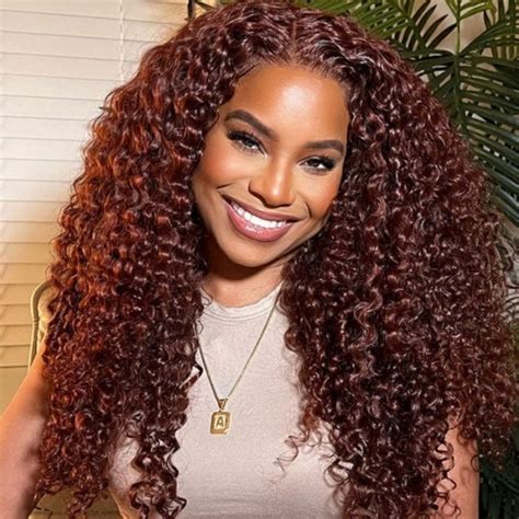 Julia Hair Affordable Reddish Brown Colored Wigs Jerry Curly Wigs