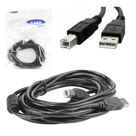 Cabo Para Impressora 5 Metros Dex USB 2 0 Macho Para Macho Preto