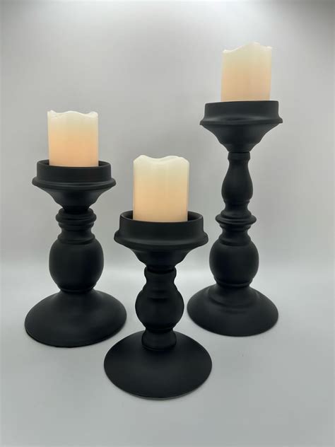 Amazon VIKt Black Metal Pillar Candle Holders 3 PC Matte Black