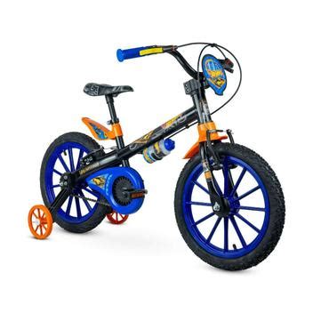 Bicicleta Infantil Hot Wheels Aro 16 Bike 5 A 8 Anos Rodinhas Nathor Bicicleta Infantil
