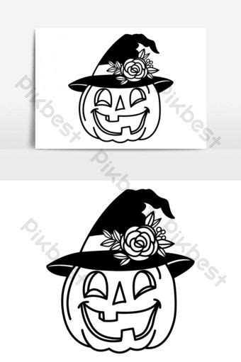 two pumpkins with hats and flowers on their heads, one is black and white