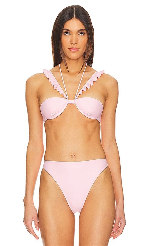 Shani Shemer Leopold Bikini Top In Baby Pink Revolve