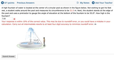 Solved A High Fountain Of Water Is Located At The Center Of Chegg