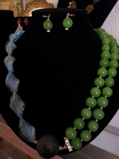 Collar De Muranos Cer Mica Gata Verde Kml Beaded Necklace