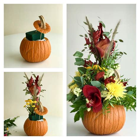 Diy Pumpkin Flower Arrangement Pumpkin Floral Arrangements