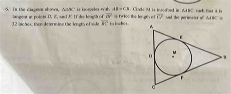 Solved In The Diagram Shown ABC Is Isosceles With AB CB Circle M Is